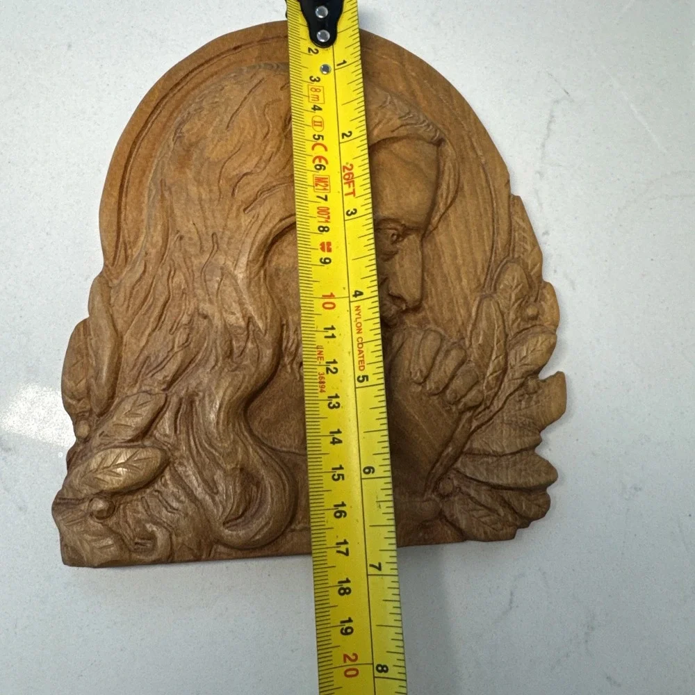Art Future Hand Carved Wood Jesus Prayer Relief Plaque Religious Wall Art 8in